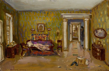 Interiör för Nikolai Gogols Play Marriage, 1944 (olja på kartong)
